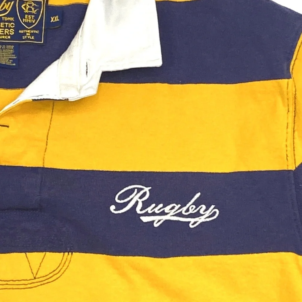 Rugby Ralph Lauren Men's Blue/Gold Striped Rugby Jersey Authentic XXL